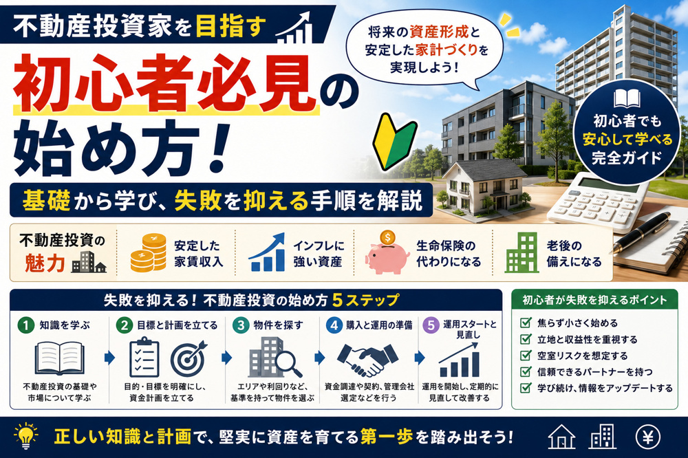不動産投資家を目指す初心者必見の始め方！基礎から学び失敗を抑える手順を解説の画像