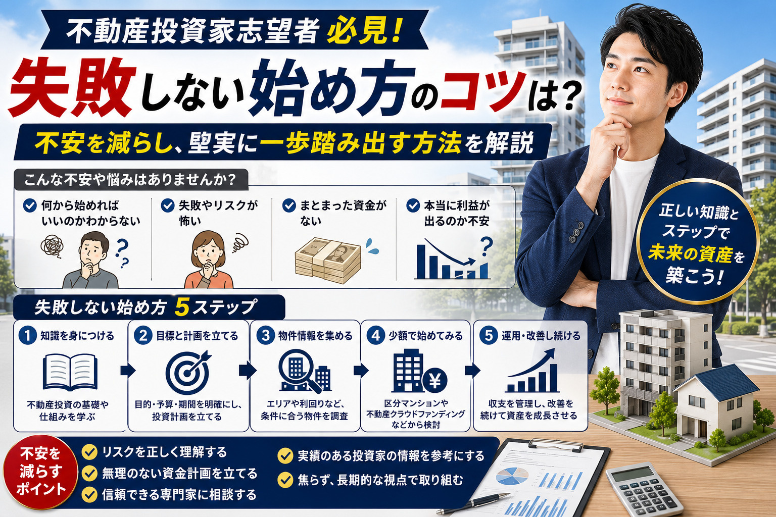 不動産投資家志望者必見失敗しない始め方のコツは？不安を減らし堅実に一歩踏み出す方法を解説の画像