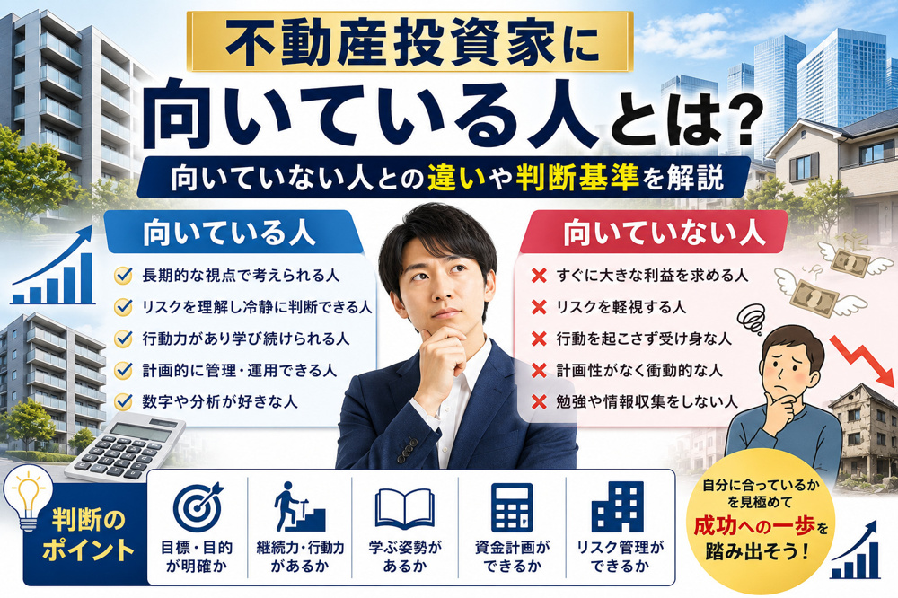 不動産投資家に向いている人とは？向いていない人との違いや判断基準を解説の画像