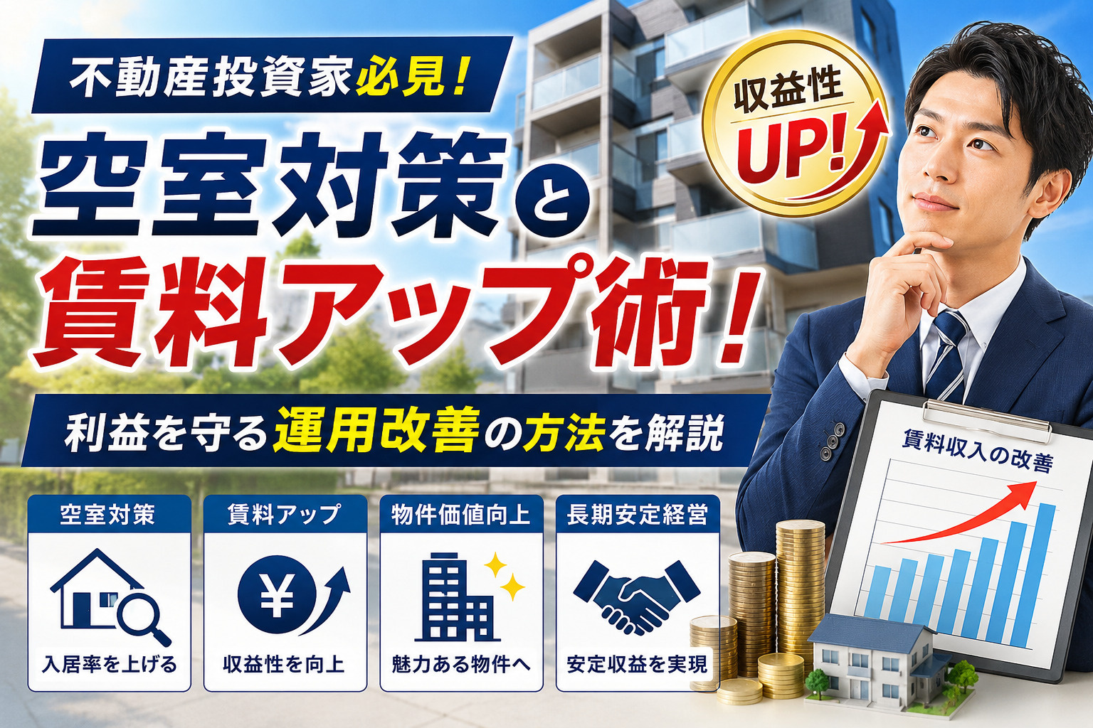 不動産投資家必見の空室対策と賃料アップ術!利益を守る運用改善の方法を解説の画像