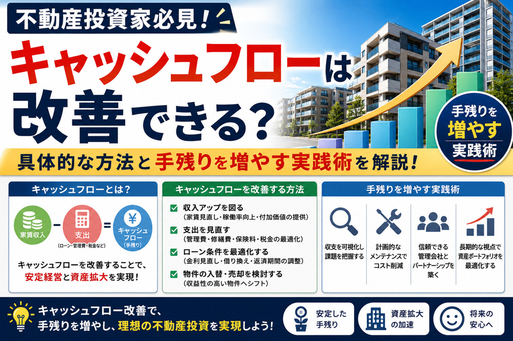 不動産投資家必見キャッシュフローは改善できる？具体的な方法と手残りを増やす実践術の画像