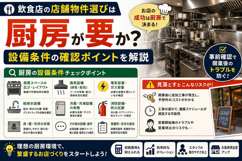 飲食店の店舗物件選びは厨房が要か？設備条件の確認ポイントを解説の画像
