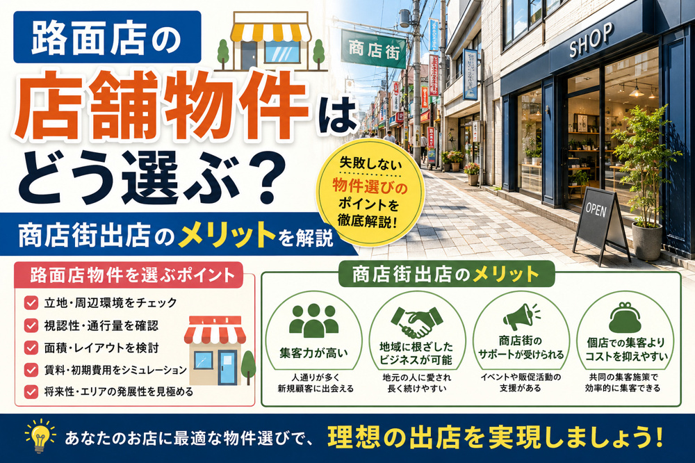 路面店の店舗物件はどう選ぶ？商店街出店のメリットを解説の画像