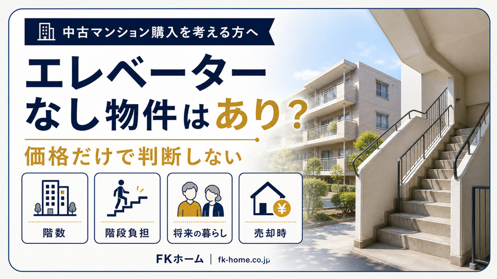 中古マンション購入で「エレベーターなし物件」はあり？価格・階数・将来の暮らしで確認したいポイントの画像