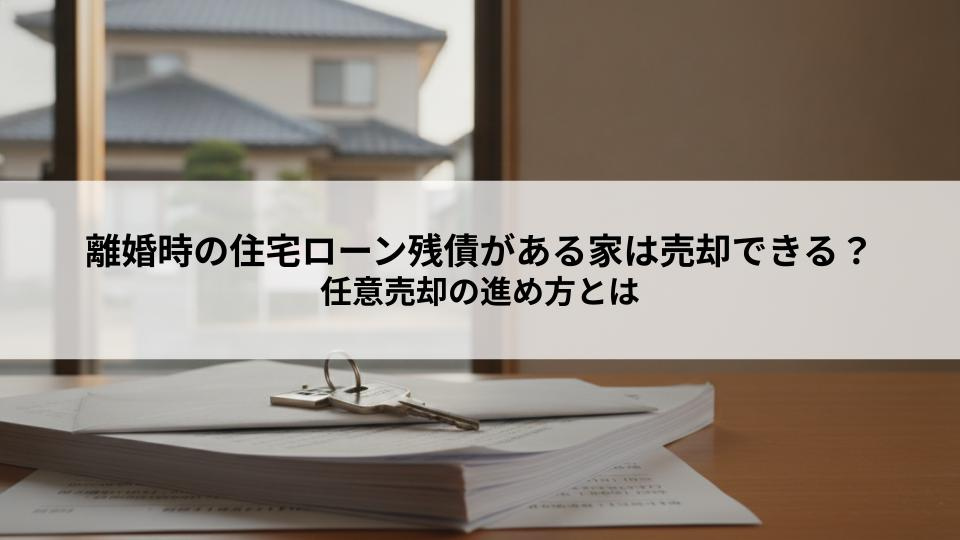 離婚時の住宅ローン残債がある家は売却できる？任意売却の進め方とはの画像
