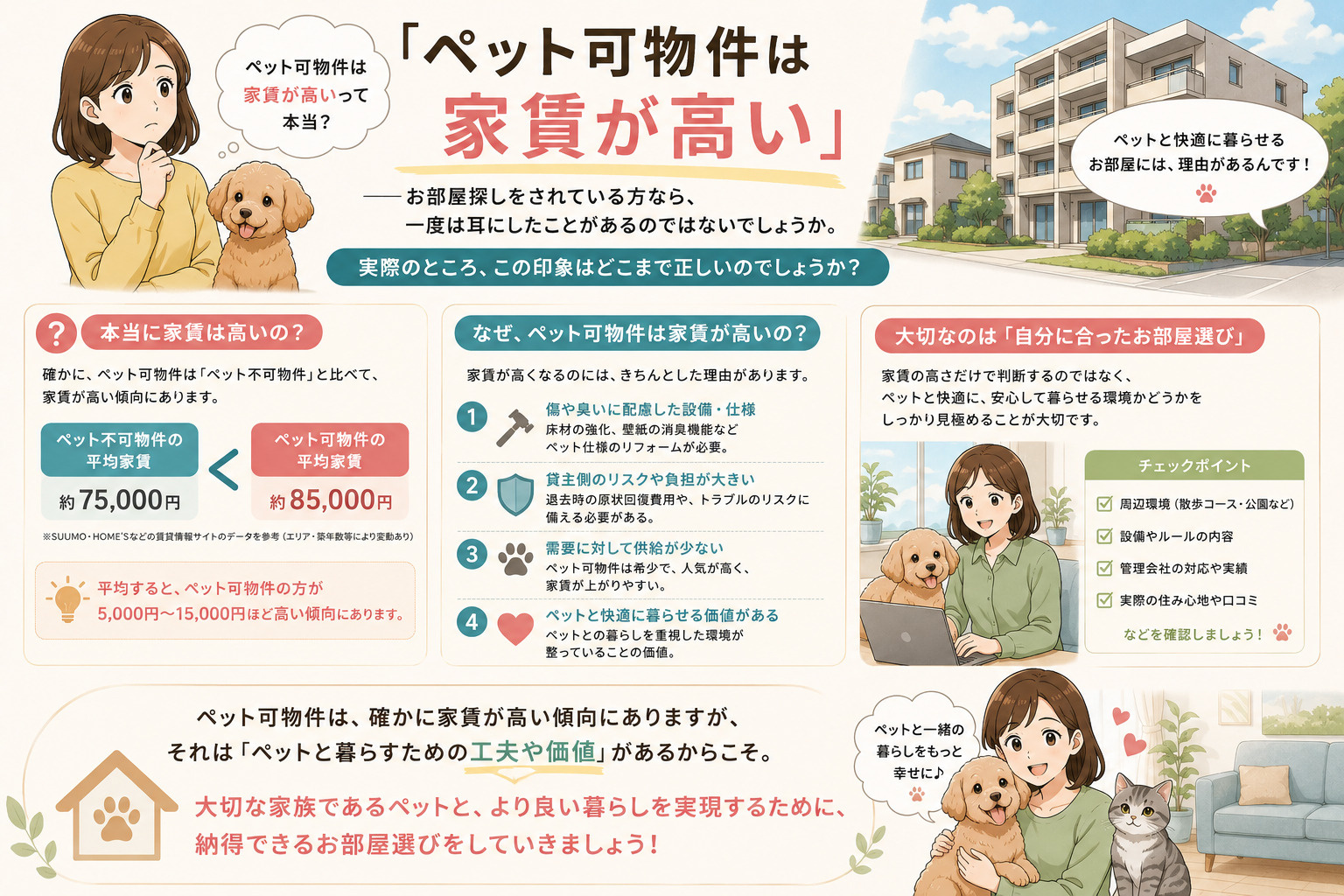 ペット可物件の家賃は本当に高いのか？ データで見る相場の実態と、賢く探すコツの画像