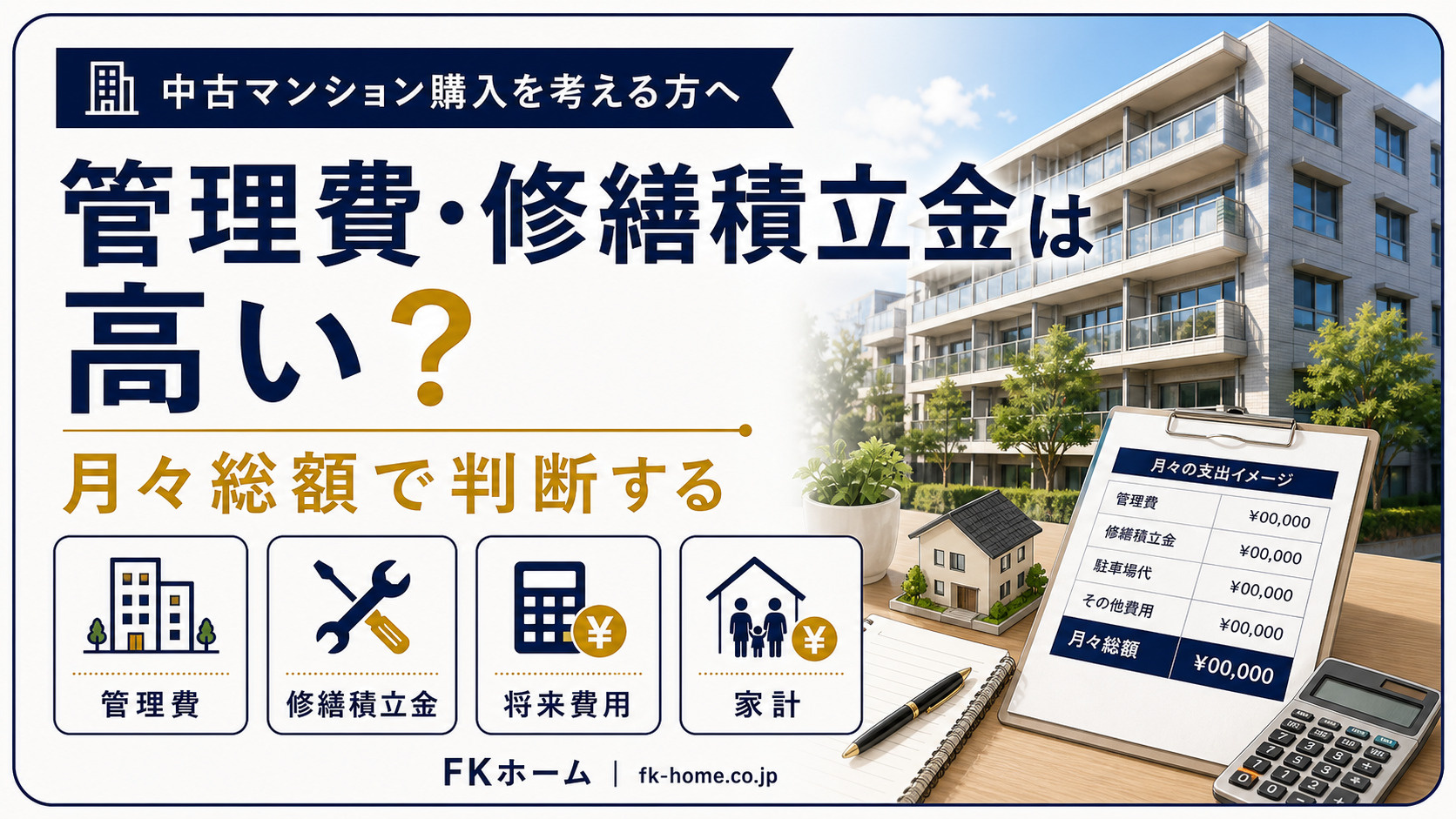 中古マンション購入で「管理費・修繕積立金」が高い物件は避けるべき？月々支払いと将来費用の確認ポイントの画像