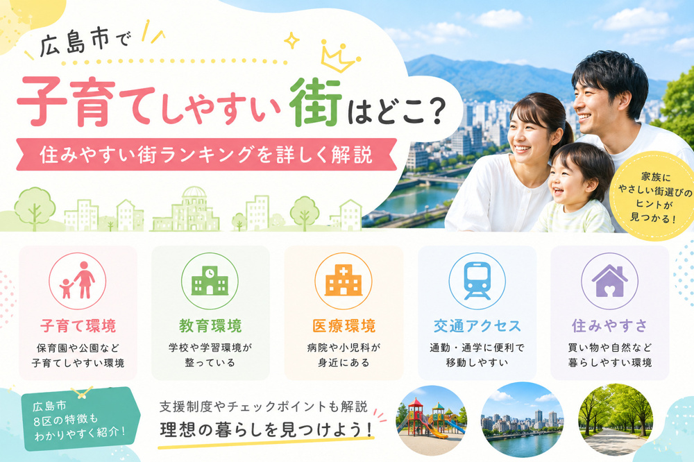 広島市で子育てしやすい街はどこ？住みやすい街ランキングを詳しく解説の画像
