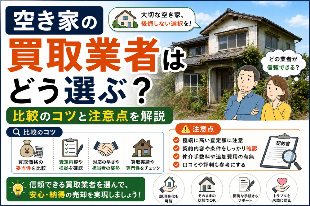 空き家の買取業者はどう選ぶ？比較のコツと注意点を解説の画像