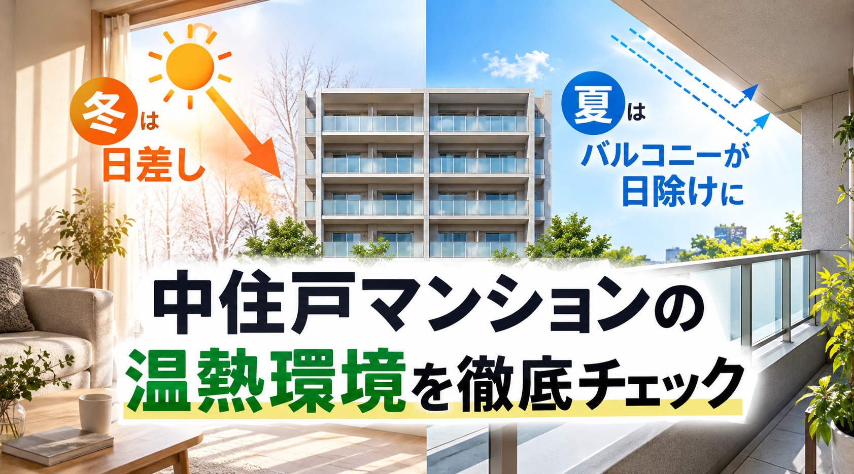 冬は日差し、夏はバルコニーが日除けに。中住戸マンションの温熱環境を徹底チェックの画像
