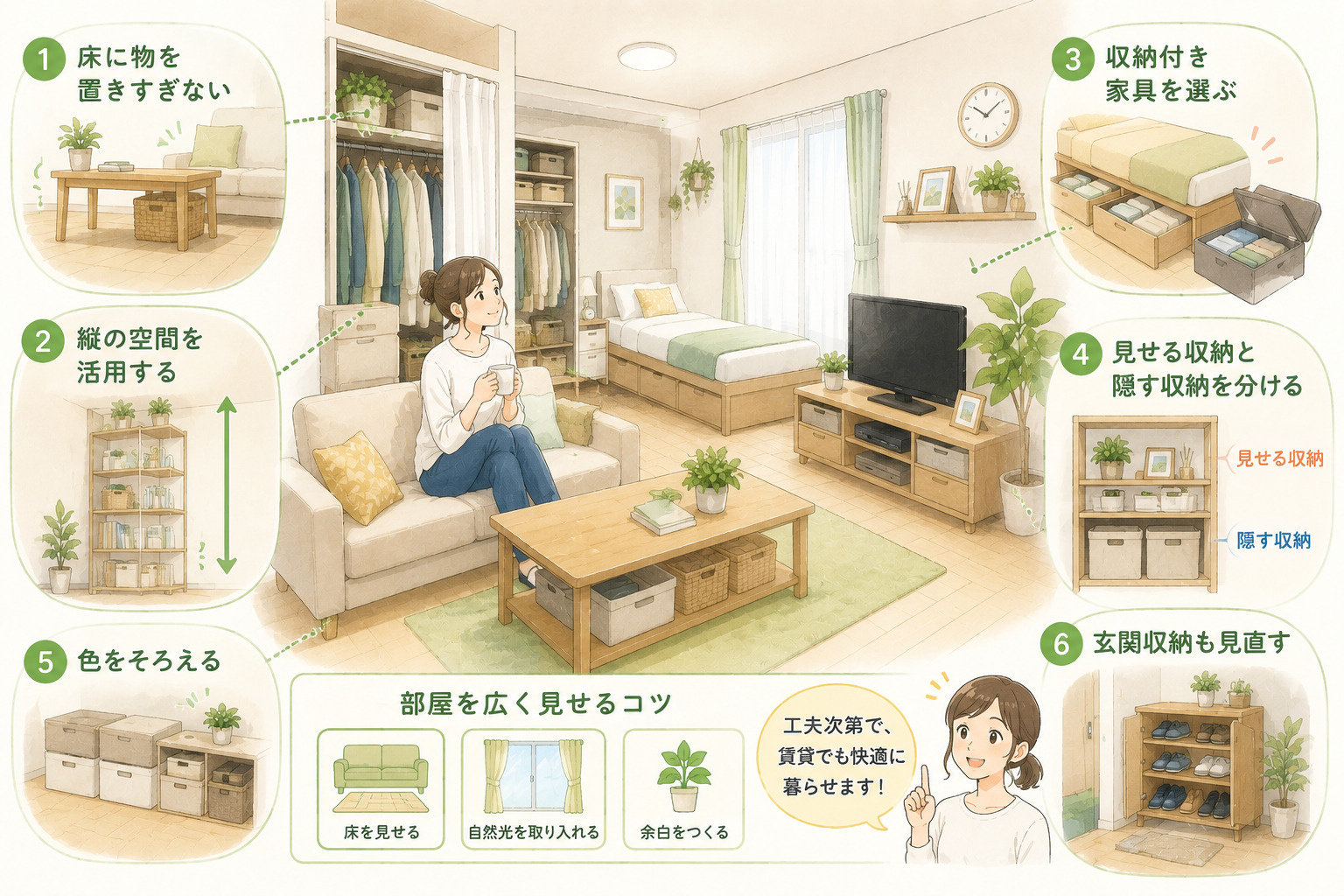 賃貸住宅で快適に暮らすための収納アイデア｜部屋を広く見せるコツの画像
