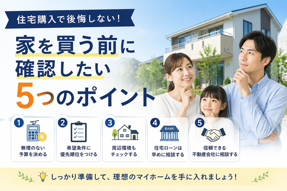 住宅購入で後悔しない！家を買う前に確認したい5つのポイントの画像
