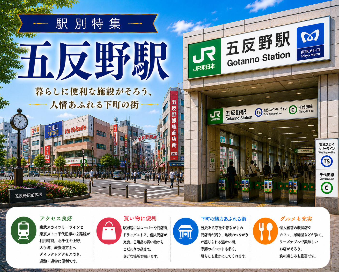 駅別特集｜五反野駅は住みやすい？賃貸相場・治安・交通アクセスを不動産会社が解説の画像