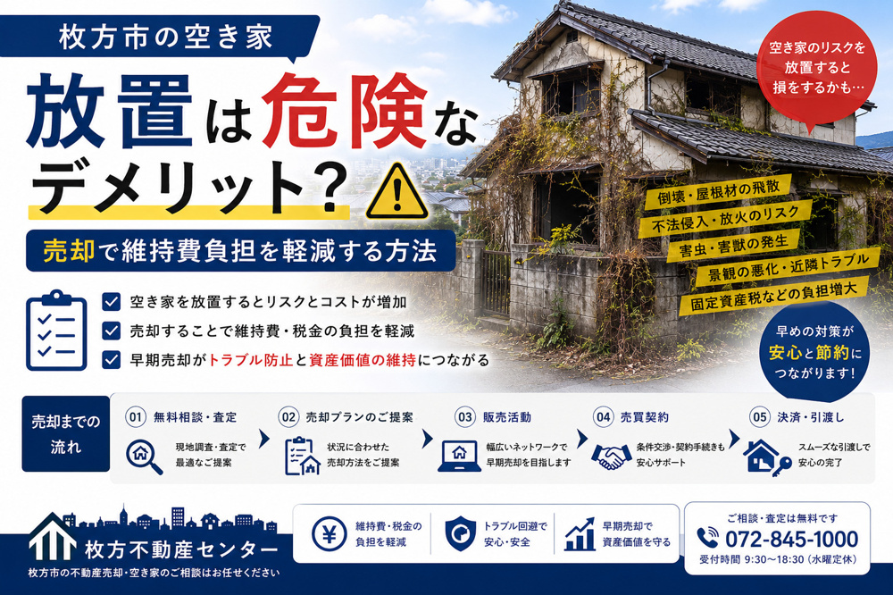 枚方市の空き家放置は危険なデメリット？売却で維持費負担を軽減する方法の画像