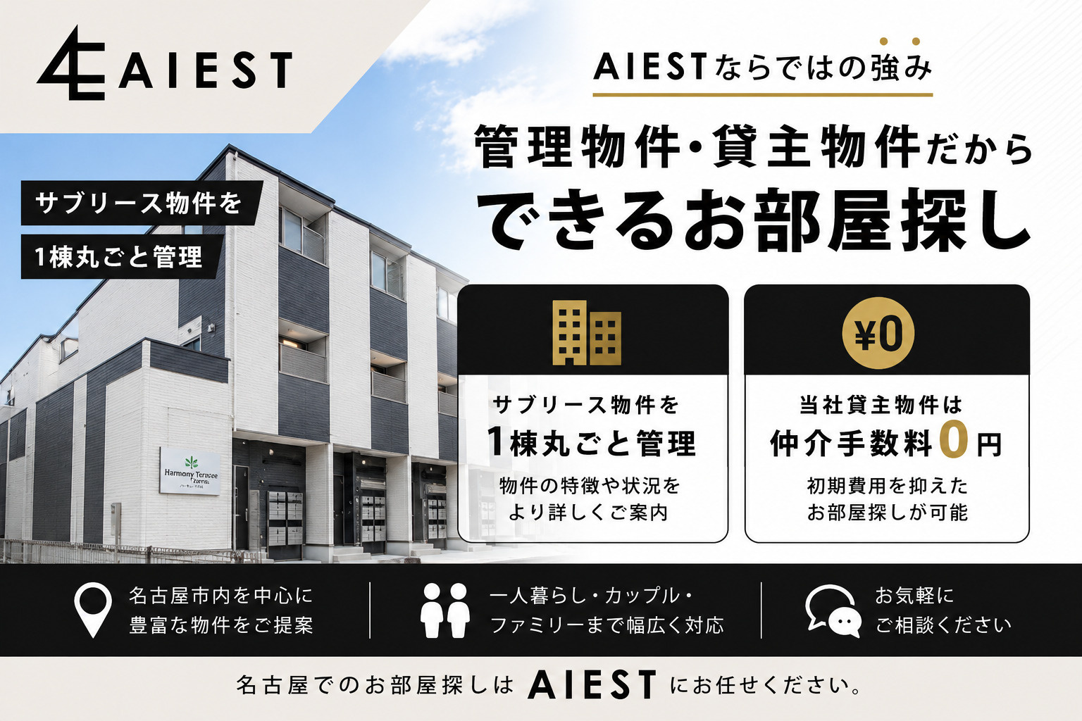 AIESTの強み。管理物件・貸主物件だからできるお部屋探し！の画像