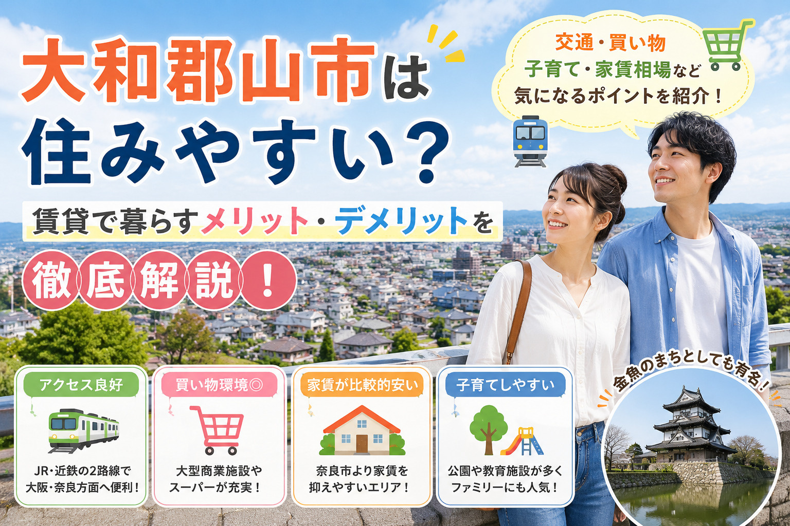 大和郡山市は住みやすい？賃貸で暮らすメリット・デメリットを徹底解説の画像