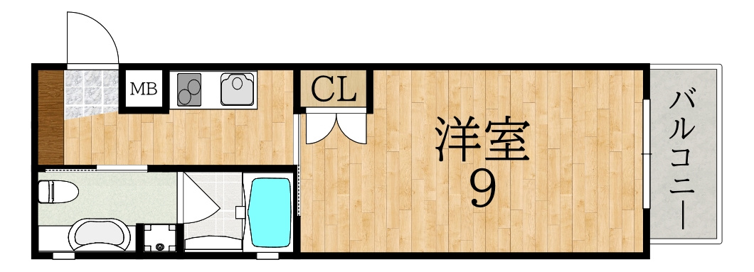 29.50㎡ 1K 間取り