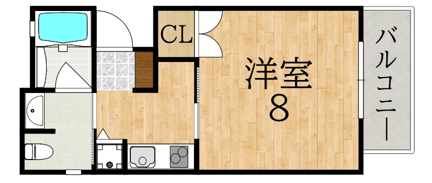 25.70㎡ 1K 間取り