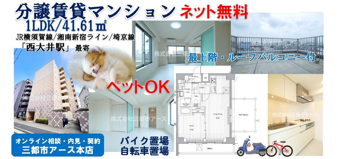 【ペット可×ネット無料】分譲賃貸マンション1LDK｜ルーフバルコニー｜西大井駅の画像