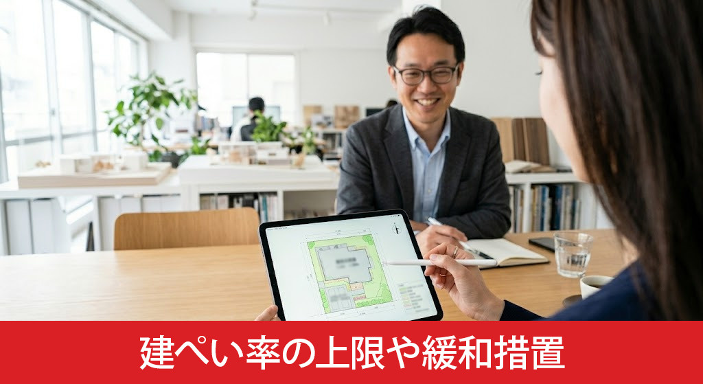 建築面積で決まる建ぺい率の上限や緩和措置