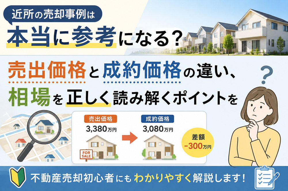 近所の売却事例、どこまで信じていい？相場の正しい読み解き方【成約価格と売出価格の罠】の画像