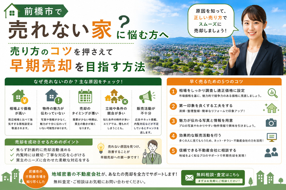 前橋市で売れない家に悩む方へ？売り方のコツを押さえて早期売却を目指す方法の画像