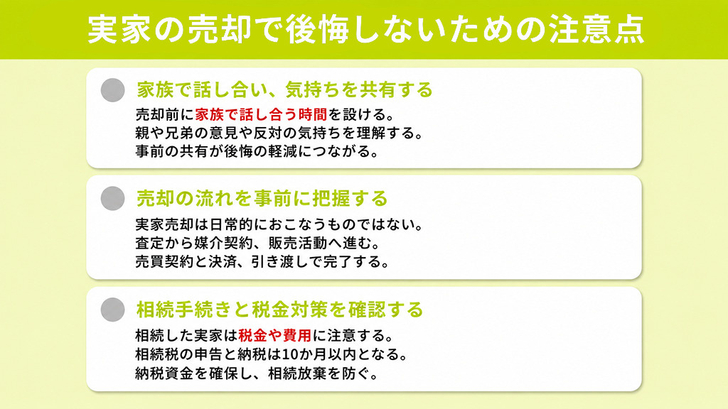実家の売却で後悔しないための注意点