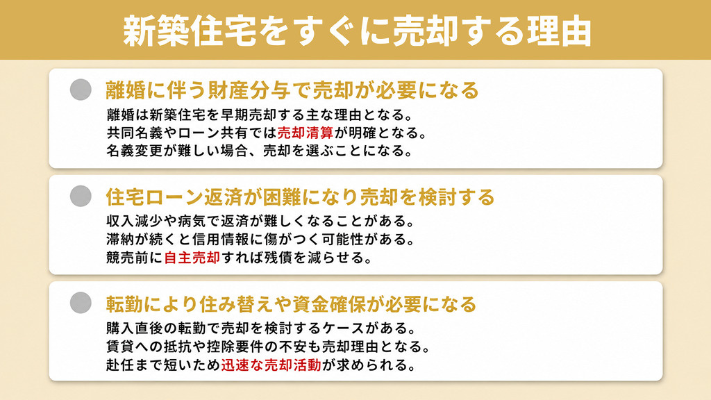 新築住宅をすぐに売却する理由