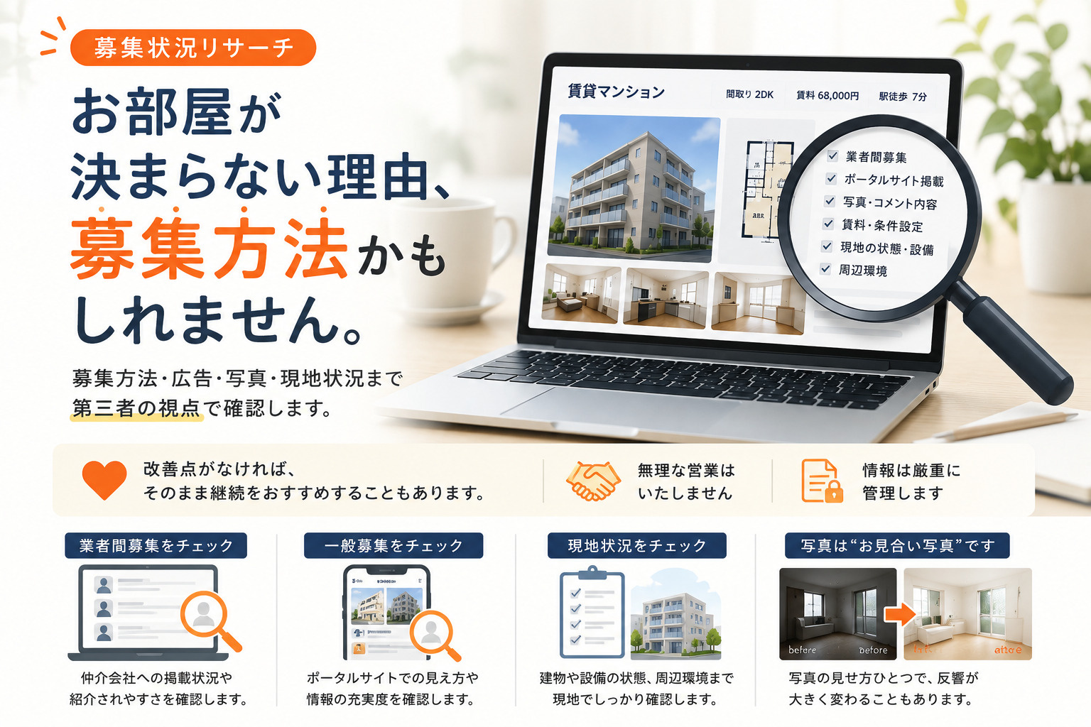 お部屋が決まらない理由を確認する募集状況リサーチ