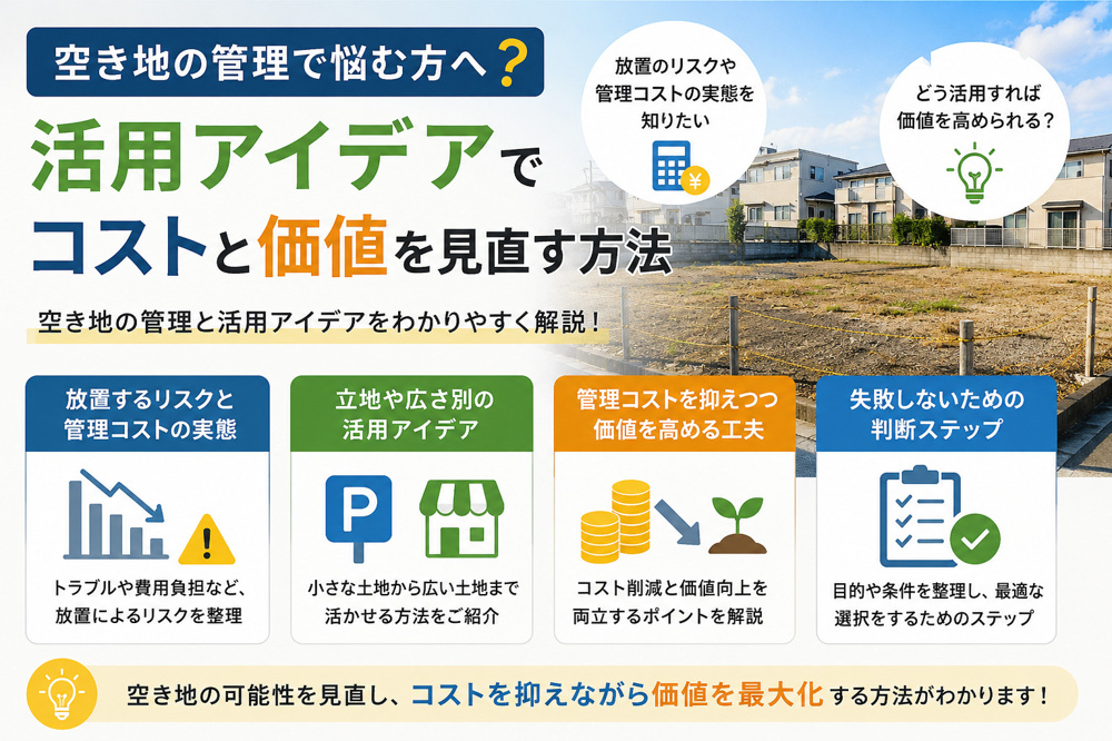 空き地の管理で悩む方へ？活用アイデアでコストと価値を見直す方法の画像