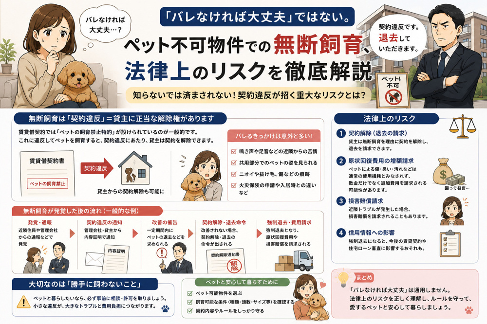 「バレなければ大丈夫」ではない。ペット不可物件での無断飼育、法律上のリスクを徹底解説の画像