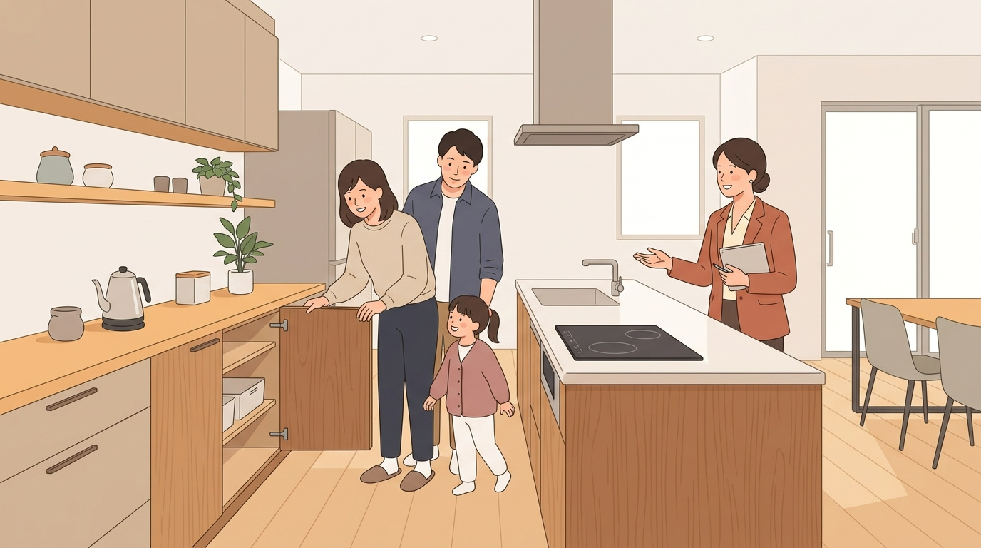 担当者に確認しながら内覧する様子 ※イメージ