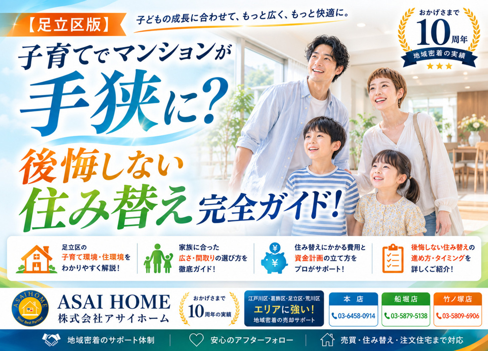 足立区で子育て世帯のマンション住み替えは？費用やエリア選びの注意点を解説の画像