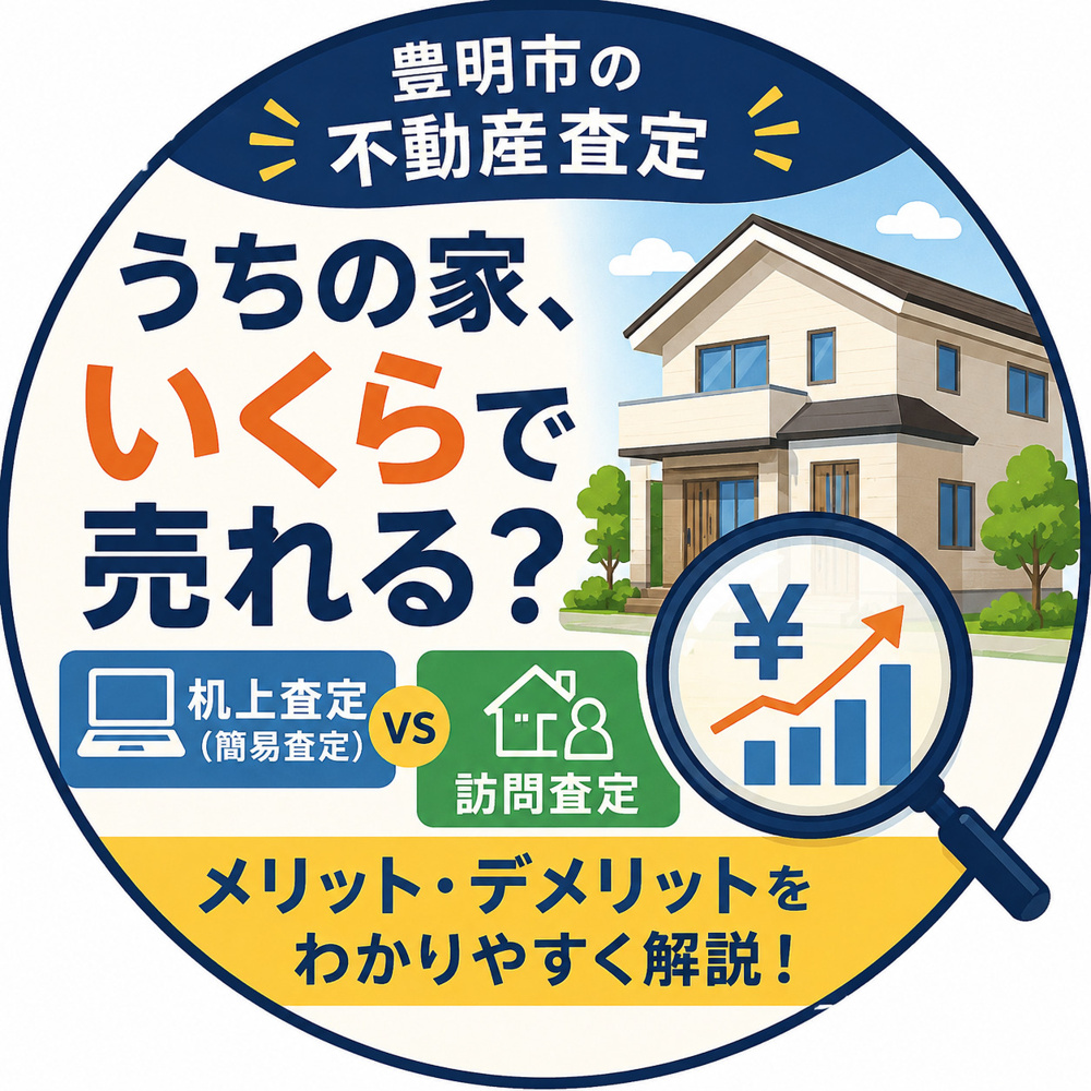 「うちの家、いくらで売れる？」豊明市の不動産査定の仕組みと、机上査定・訪問査定のメリット・デメリットの画像