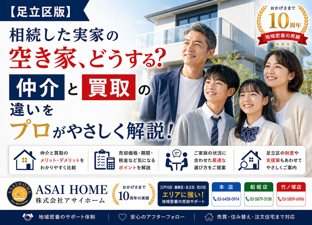 【足立区版】相続した実家の空き家、どうする？仲介と買取の違いをプロがやさしく解説の画像