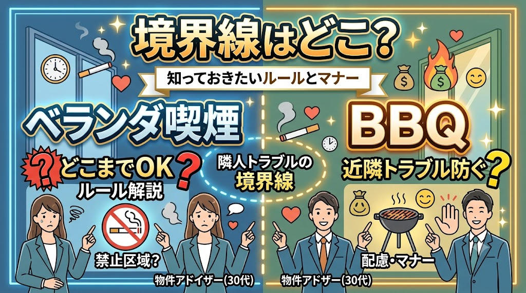 ベランダ喫煙とBBQはどこまでOK?近隣トラブルを防ぐ境界線を解説の画像