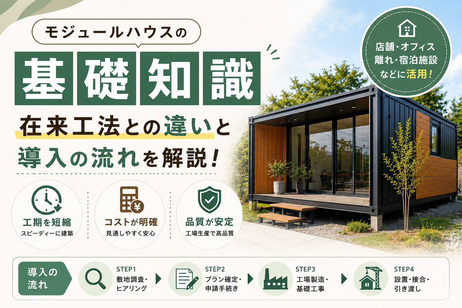 モジュールハウスの基礎知識｜在来工法との違いと導入の流れを解説！の画像