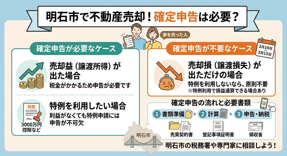 明石市で不動産売却後の確定申告は必要？申告方法・税金・特例をわかりやすく解説の画像