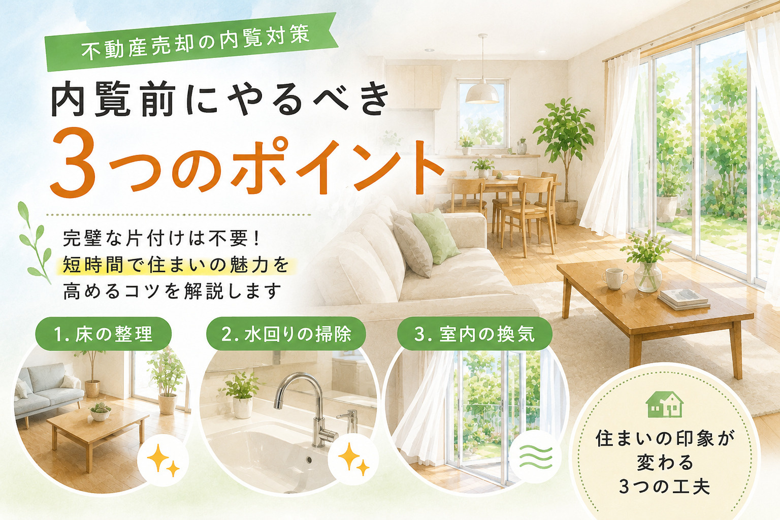 片付けが苦手でも大丈夫。内覧前に最低限やるべき3つのこと【この3つだけで印象が激変】の画像