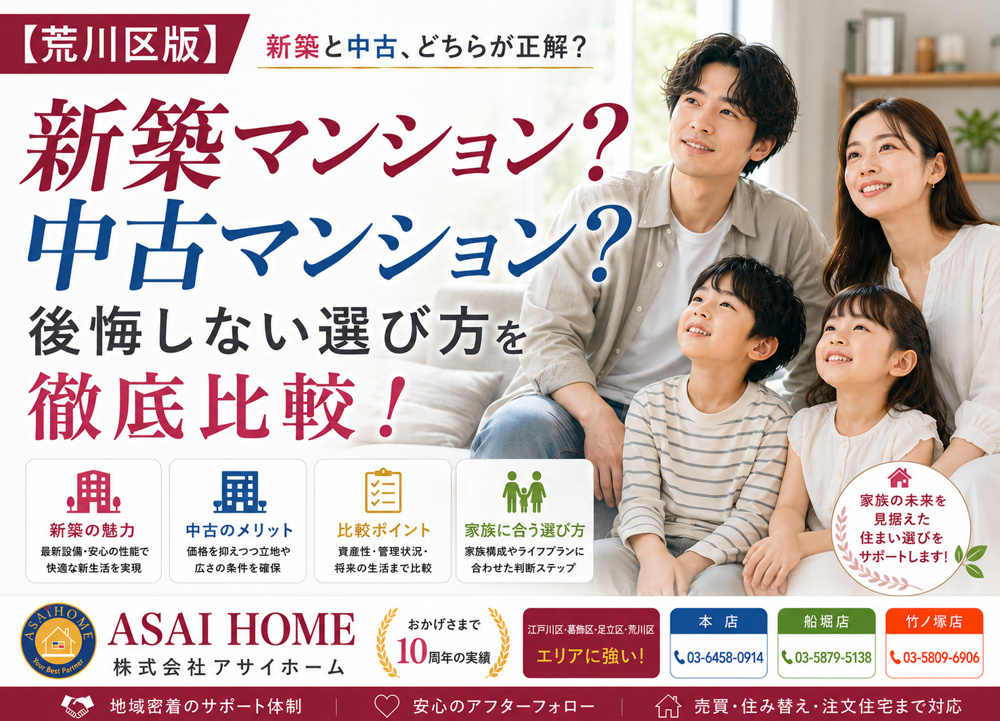 【荒川区版】新築マンション？中古マンション？後悔しない選び方を徹底比較！の画像