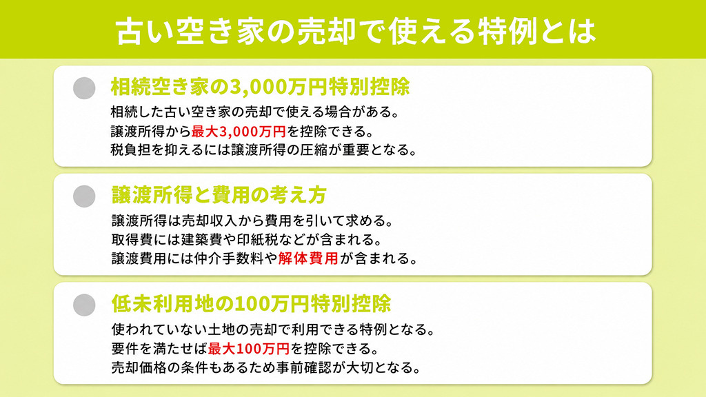 古い空き家の売却で使える特例とは