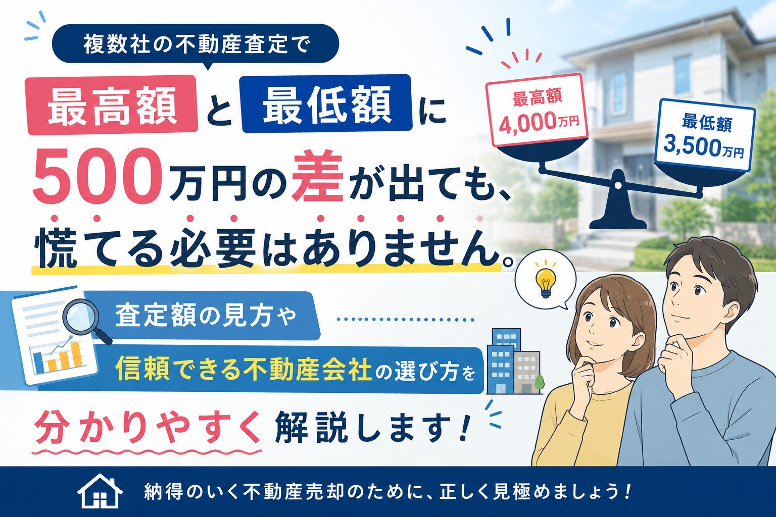 査定額がバラバラで混乱した時の、正しい見方と判断のコツ【最高額と最低額の差が500万の場合】の画像