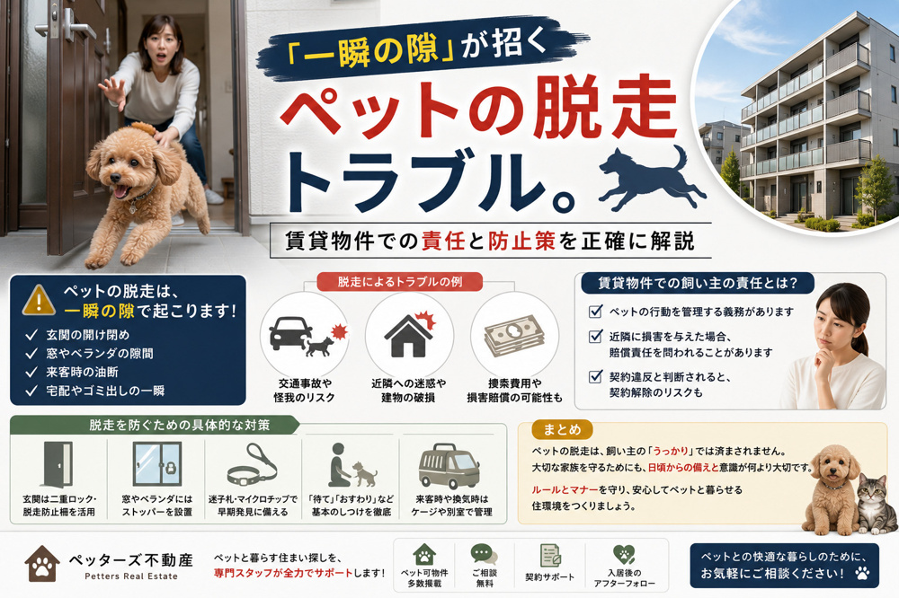 「一瞬の隙」が招くペットの脱走トラブル。賃貸物件での責任と防止策を正確に解説の画像
