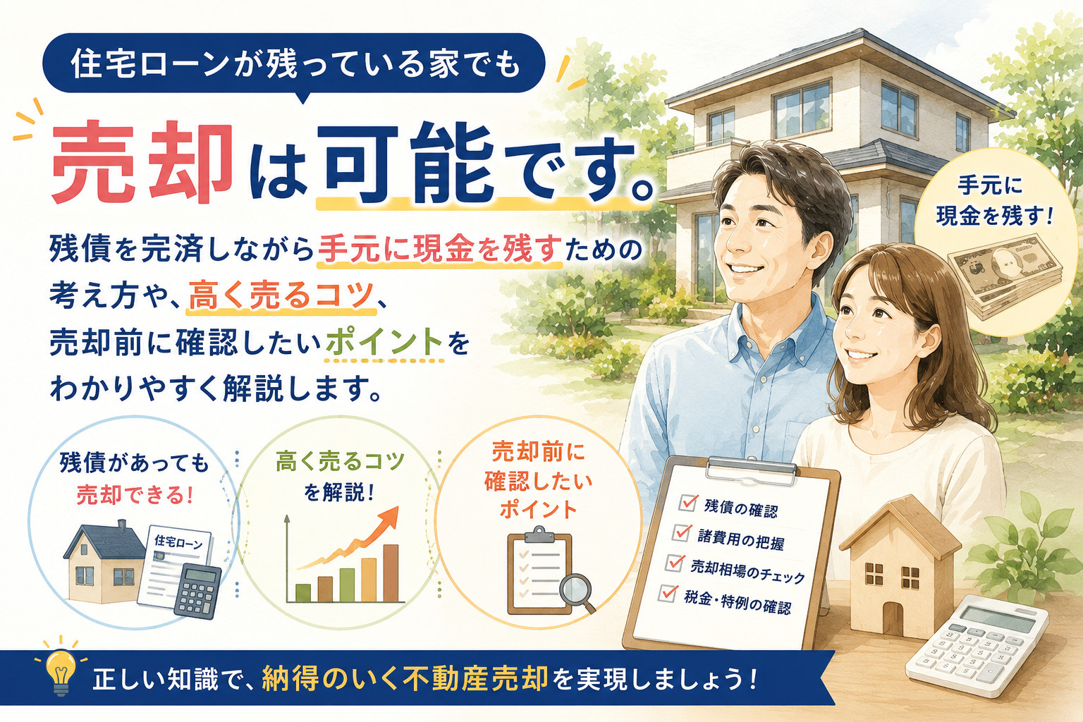 ローンが残っている家でも、手取りゼロにならない方法があります【残債があっても現金を残す方法】の画像