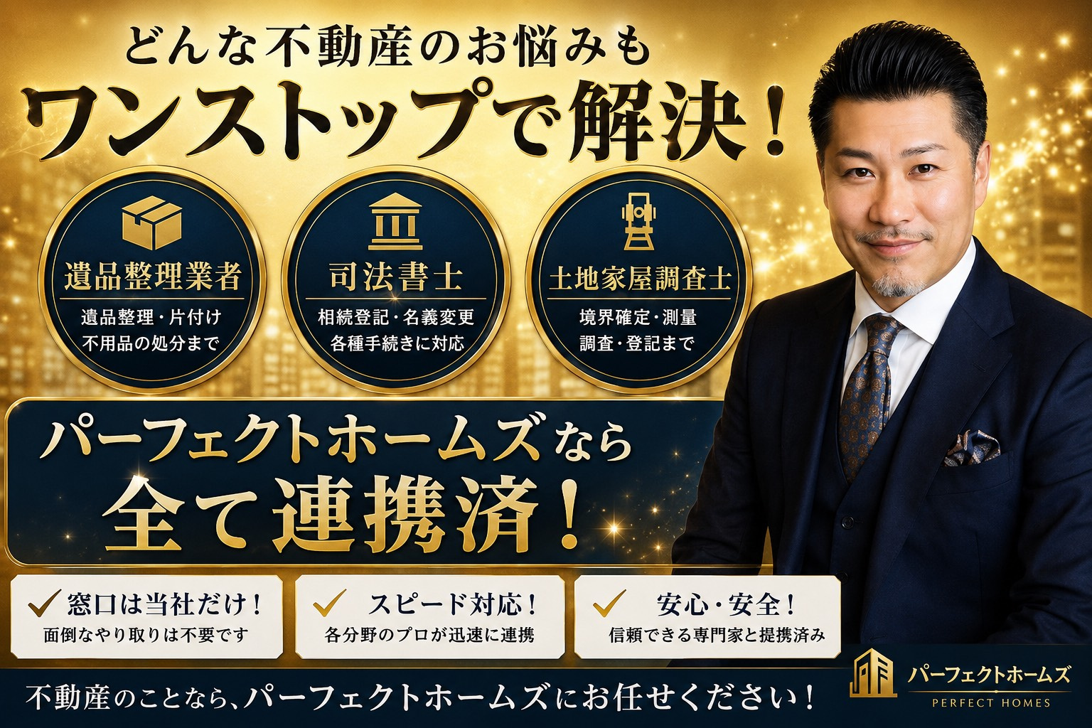 遺品整理業・司法書士・土地家屋調査士ワンストップで対応！相続空き家の悩みはパーフェクトホームズで解決の画像