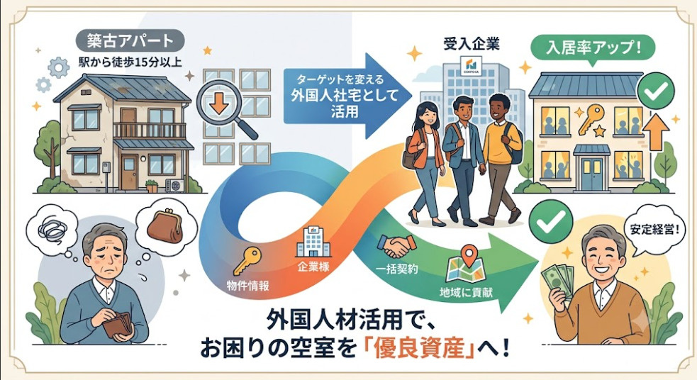 築古・駅から遠い物件こそチャンス!外国人技能実習生・労働者の社宅として今、選ばれている理由の画像