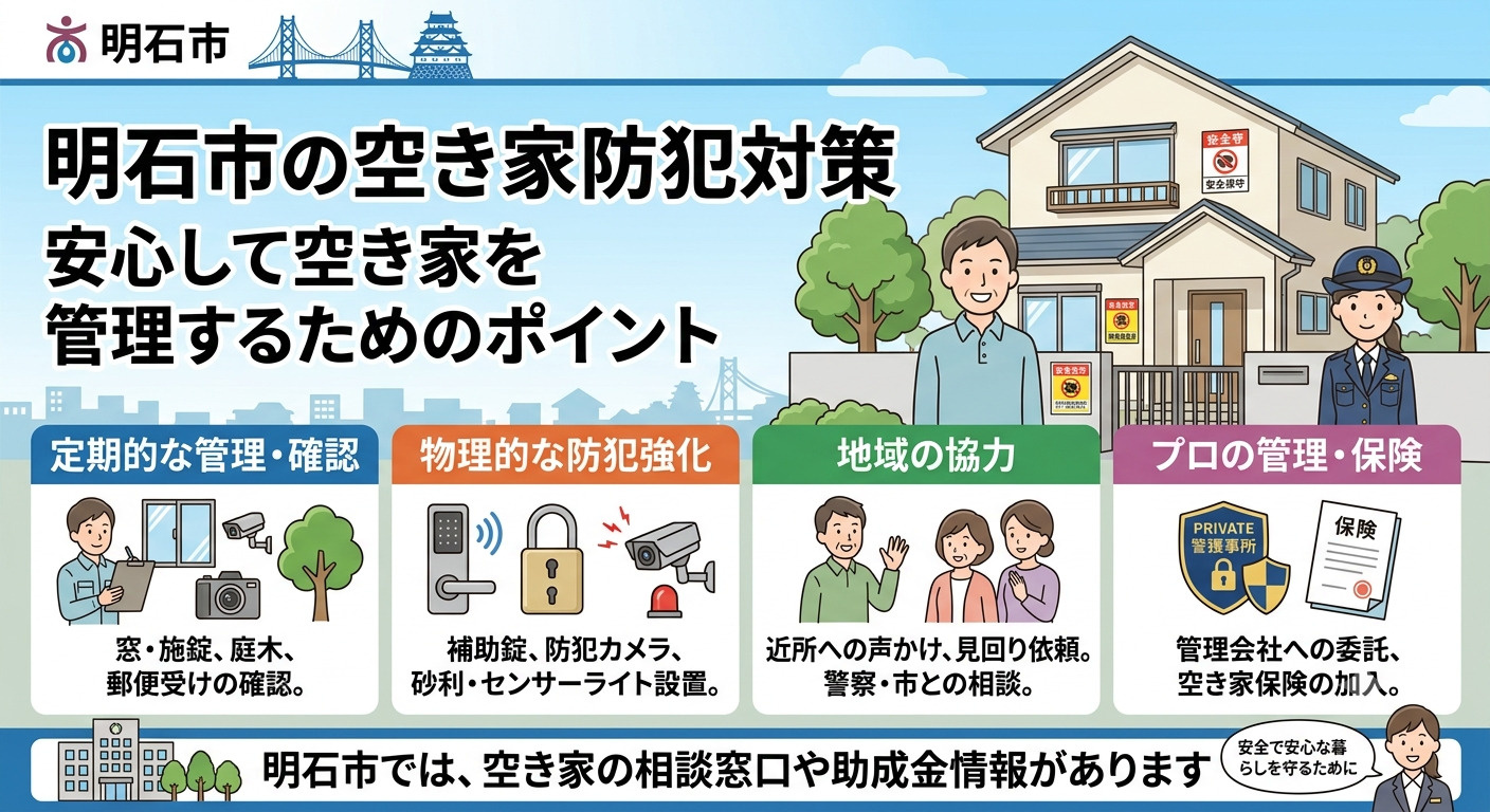 明石市の空き家防犯対策|空き巣・不法侵入を防ぐ管理方法と売却のポイントを解説の画像