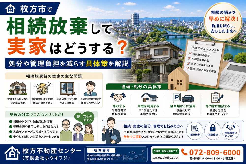 枚方市で相続放棄して実家はどうする？処分や管理負担を減らす具体策を解説の画像