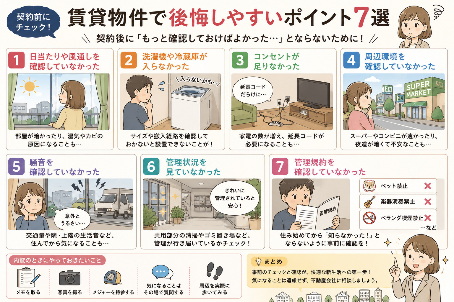 賃貸物件で後悔しやすいポイント7選｜契約前に知っておきたいチェックポイントの画像