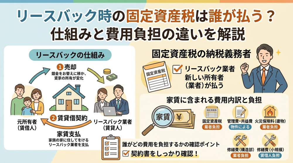 リースバック時の固定資産税は誰が払う？仕組みと費用負担の違いを解説の画像